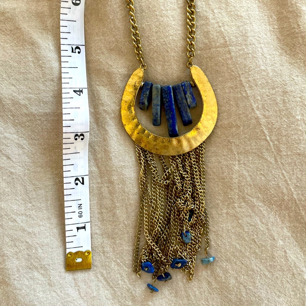 Long gold statement necklace